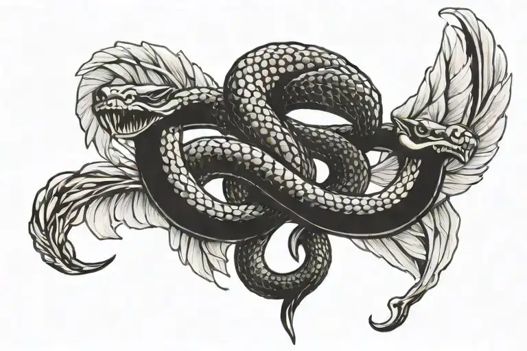 Cobra snake with dagger piercing and wings spread tattoo design idea