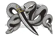 Cobra snake with dagger piercing  tattoo design idea