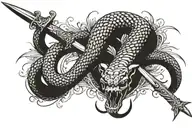 Cobra snake with dagger piercing  tattoo design idea