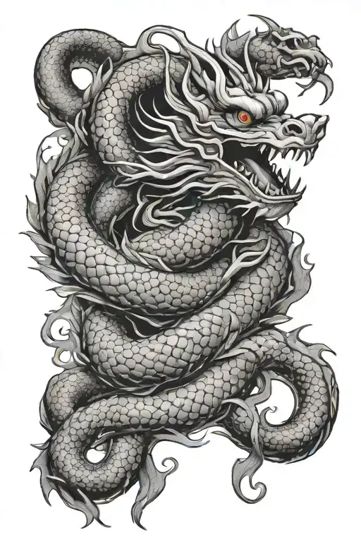 A Japanese dragon coiled around a Bible, symbolizing the client's faith and their connection to Japanese mythology tattoo design idea