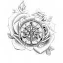 I want a tattoo to make my full arm, with roses, sea compass, anchor, swallows and coordinates  tattoo design idea
