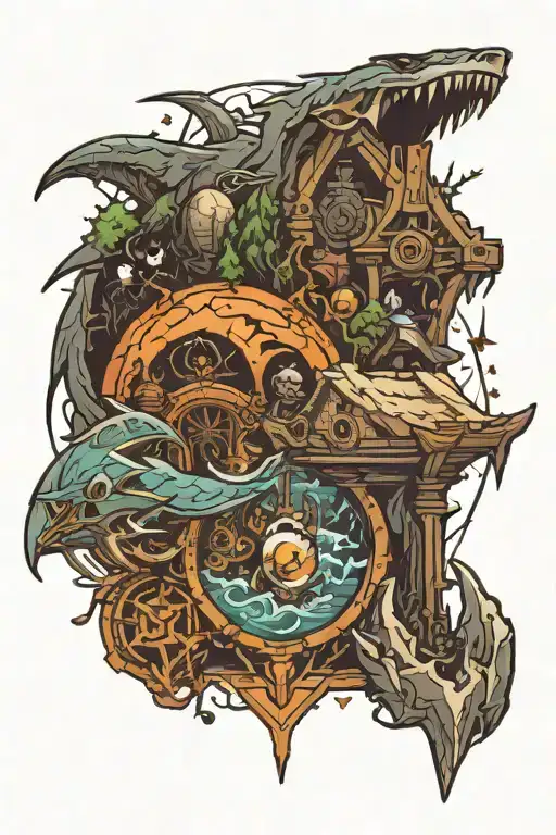 skyrim, world of warcraft and mincraft  tattoo design idea