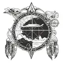 Antarctica inspired design using outline nautical scientific  tattoo design idea