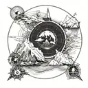 Antarctica inspired design using outline nautical scientific  tattoo design idea