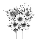 composition florale tattoo design idea