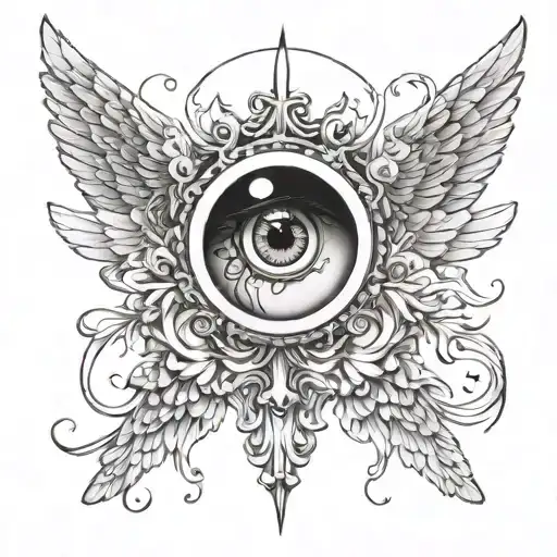 seraphim angel symmetrical eyes everywhere tattoo design idea