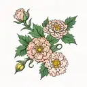 carnation, holly , marigold, aster tattoo design idea