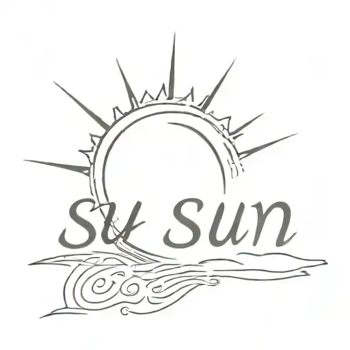 half of the sun and the inscription "sun" tattoo design idea