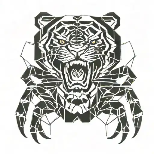 crab and tiger tattoo design idea