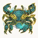 crab and tiger looking friendly, determined and self-confident tattoo design idea