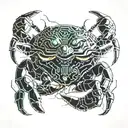 crab and tiger looking friendly, determined and self-confident tattoo design idea