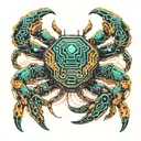 crab and tiger looking friendly, determined and self-confident tattoo design idea