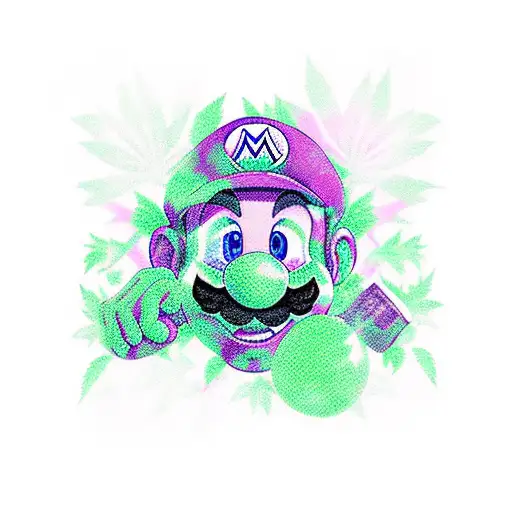 marijuana super Mario  tattoo design idea