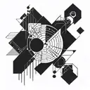 Abstract geometric design incorporating trading symbols and tools tattoo design idea