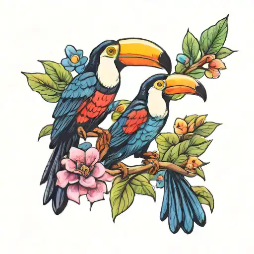 Brazilian toucan tattoo with colourful tattoo design idea