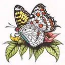 Transition of a caterpillar to a butterfly tattoo design idea