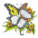 Transition of a caterpillar to a butterfly tattoo design idea