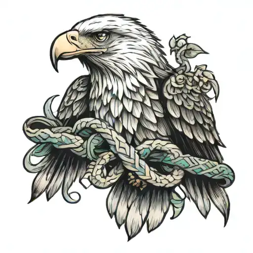 eagle holding snake wrapped tattoo design idea