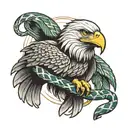 eagle holding snake wrapped tattoo design idea