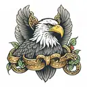 eagle holding snake wrapped tattoo design idea