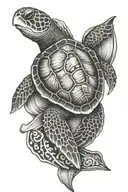 sea turtle with shells made tattoo design idea