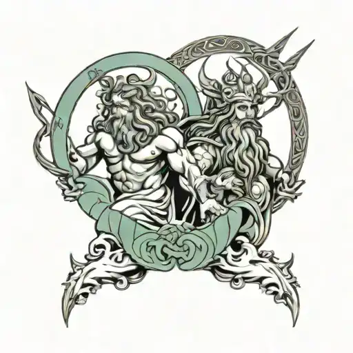 zeus y poseidon tattoo design idea