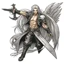 Sephiroth from Final Fantasy 7 with his one wing out, no sword  tattoo design idea