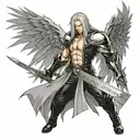 Sephiroth from Final Fantasy 7 with his one wing out, no sword  tattoo design idea