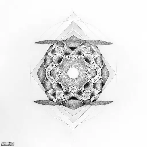 an optical illusion in Vasarely 's style black and shaded blue  tattoo design idea