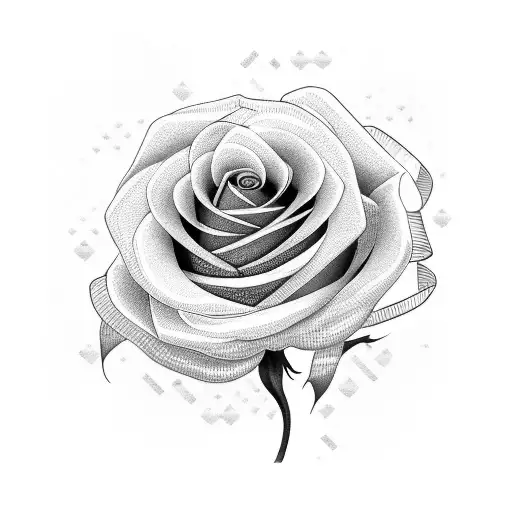 pink rose with ribbon wrapped around stem tattoo design idea