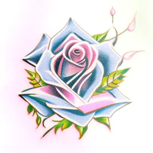 pink rose with ribbon wrapped around tattoo design idea