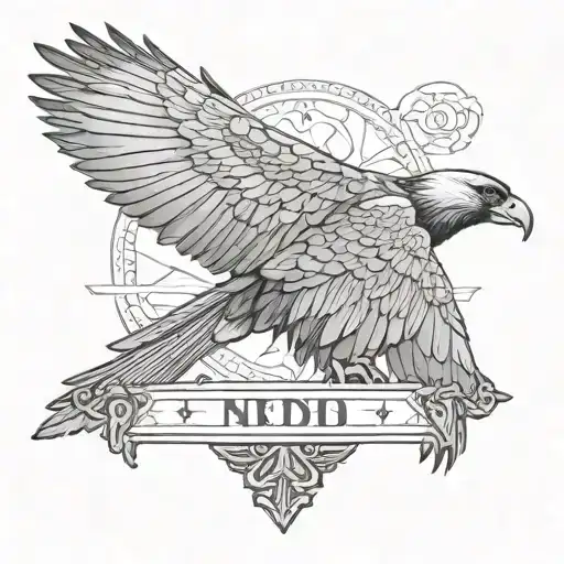 Andean Condor facing right with a date in Roman numerals tattoo design idea
