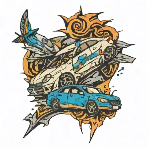 car crash, 140 km ph tattoo design idea