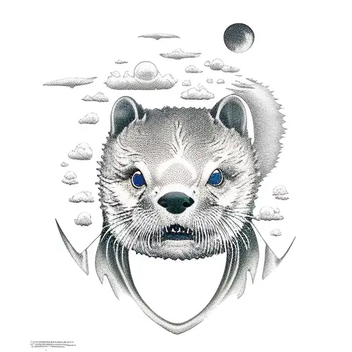 phoebe Bridgers, an otter, Lorde, and Batman joining forces  tattoo design idea