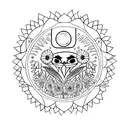 crow with multiple sunflowers wrapped around moon tattoo design idea