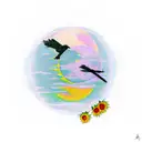 crow with multiple sunflowers wrapped around moon tattoo design idea