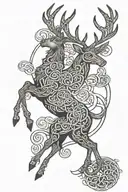 Celtic stag leaping tattoo design idea