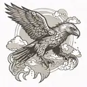 Eagle in the sky Gray wolf on the ground tattoo design idea