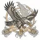 Eagle in the sky Gray wolf on the ground tattoo design idea