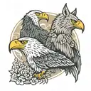Eagle and Gray Wolf tattoo design idea