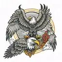 Eagle and Gray Wolf tattoo design idea