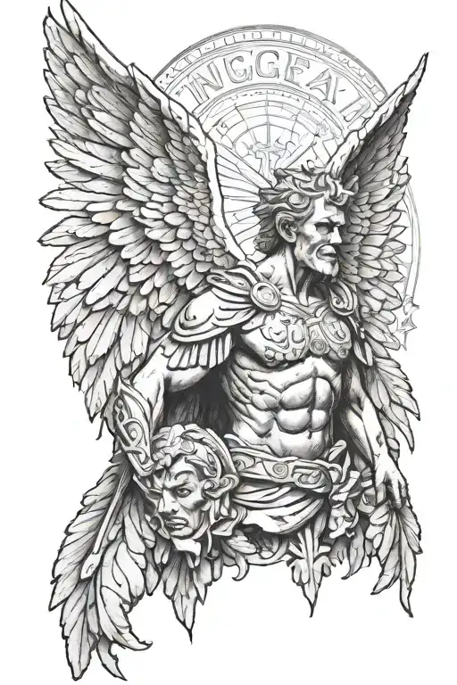 Angel Wings and Caesar tattoo design idea