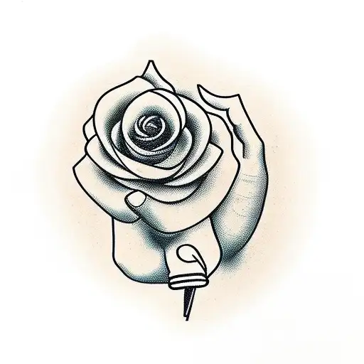 hand holding a flower like a cigarette  tattoo design idea