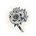 hand holding a flower like a cigarette  tattoo design idea