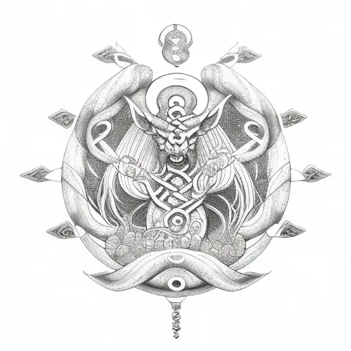 Yggdrasil surrounded by ancient Norse symbols tattoo design idea