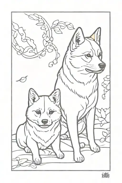Two shiba Inu dog tattoo design idea