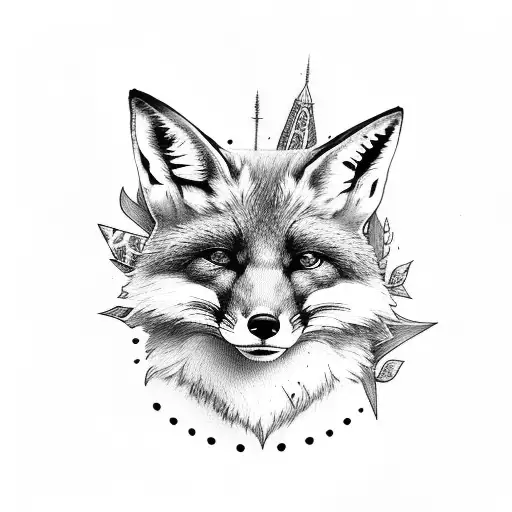 fox with skulls  tattoo design idea