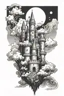 I would like to make a kind of tower or castle in the clouds on the front of my twins, with a tattoo design idea