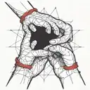 A pair of hands reaching towards each other with a red thread connecting them, symbolizing fate and connection tattoo design idea