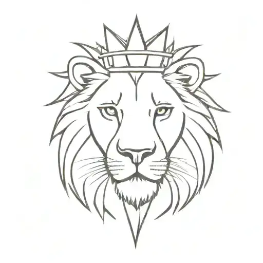 Lion using a crown and a sun in the forehead  tattoo design idea